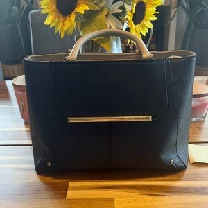 Steve Madden Black Satchel with Gold Accent and gray Handle